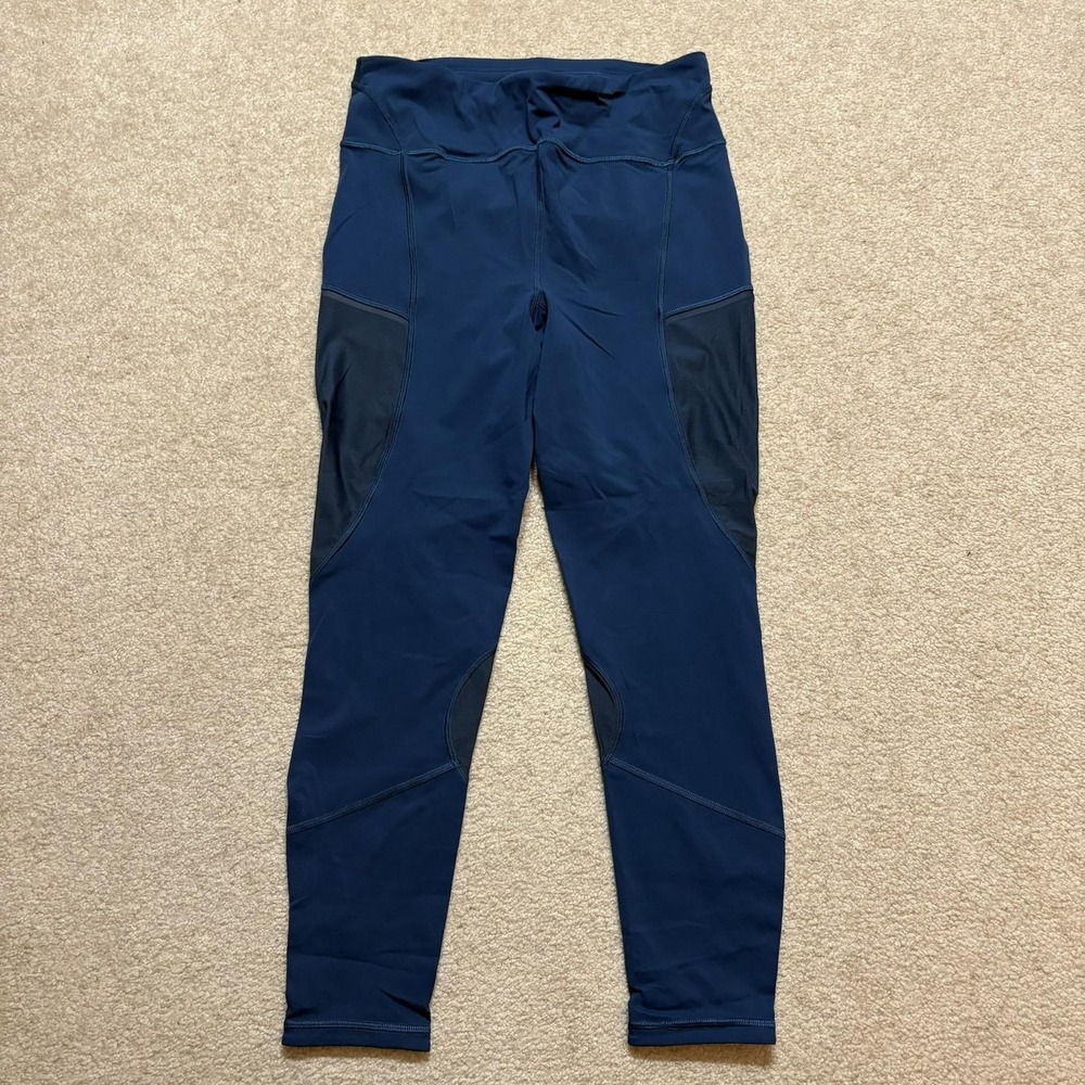 Lululemon Leggings Size 8 Blue Compression Leggings‎ Zip Pocket Running Training